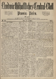 Landwirthschaftliches Central-Blatt für die Provinz Posen. 1874.08.15 Jg.2 Nr.33