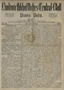 Landwirthschaftliches Central-Blatt für die Provinz Posen. 1874.09.26 Jg.2 Nr.39