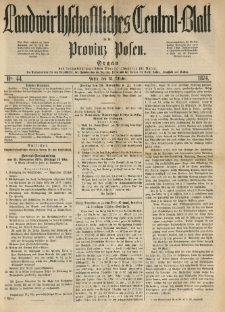 Landwirthschaftliches Central-Blatt f&uuml;r die Provinz Posen. 1874.10.31 Jg.2 Nr.44