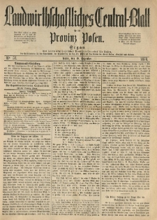 Landwirthschaftliches Central-Blatt für die Provinz Posen. 1874.12.19 Jg.2 Nr.51