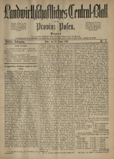 Landwirthschaftliches Central-Blatt für die Provinz Posen. 1875.01.16 Jg.3 Nr.3