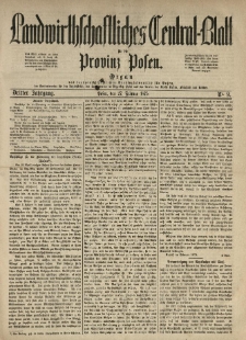 Landwirthschaftliches Central-Blatt für die Provinz Posen. 1875.02.27 Jg.3 Nr.9