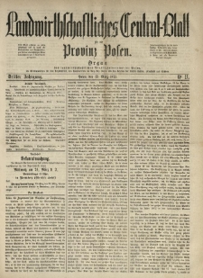 Landwirthschaftliches Central-Blatt für die Provinz Posen. 1875.03.13 Jg.3 Nr.11