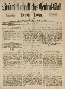 Landwirthschaftliches Central-Blatt f&uuml;r die Provinz Posen. 1875.05.01 Jg.3 Nr.18