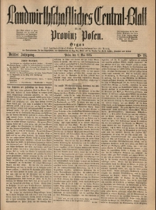 Landwirthschaftliches Central-Blatt für die Provinz Posen. 1875.05.08 Jg.3 Nr.19
