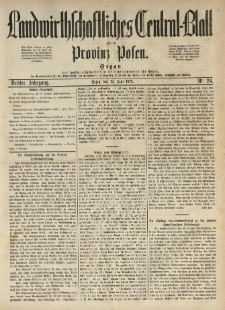 Landwirthschaftliches Central-Blatt f&uuml;r die Provinz Posen. 1875.06.12 Jg.3 Nr.24