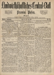 Landwirthschaftliches Central-Blatt f&uuml;r die Provinz Posen. 1875.06.19 Jg.3 Nr.25