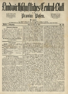 Landwirthschaftliches Central-Blatt f&uuml;r die Provinz Posen. 1875.07.10 Jg.3 Nr.28