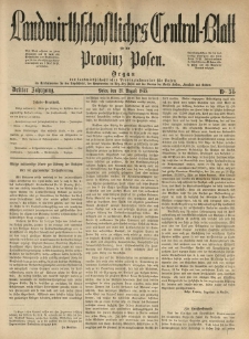Landwirthschaftliches Central-Blatt f&uuml;r die Provinz Posen. 1875.08.21 Jg.3 Nr.34