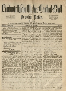 Landwirthschaftliches Central-Blatt für die Provinz Posen. 1875.10.23 Jg.3 Nr.43
