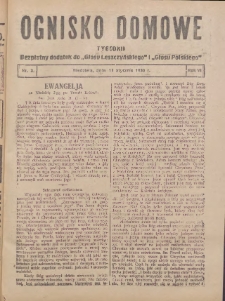 Ognisko Domowe: bezpłatny dodatek do "Głosu Leszczyńskiego" i &bdquo;Głosu Polskiego&rdquo; 1930.01.19 R.6 Nr3