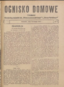 Ognisko Domowe: bezpłatny dodatek do "Głosu Leszczyńskiego" i „Głosu Polskiego” 1930.02.16 R.6 Nr7