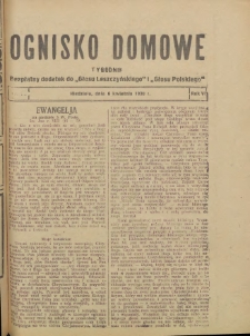 Ognisko Domowe: bezpłatny dodatek do "Głosu Leszczyńskiego" i &bdquo;Głosu Polskiego&rdquo; 1930.04.06 R.6 Nr14