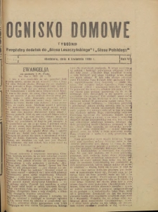 Ognisko Domowe: bezpłatny dodatek do "Głosu Leszczyńskiego" i „Głosu Polskiego” 1930.04.06 R.6 Nr14