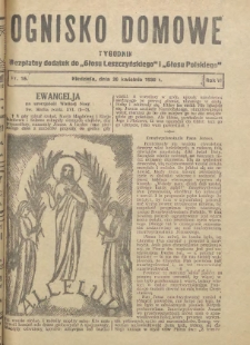 Ognisko Domowe: bezpłatny dodatek do "Głosu Leszczyńskiego" i „Głosu Polskiego” 1930.04.20 R.6 Nr16