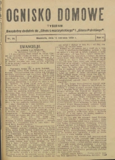 Ognisko Domowe: bezpłatny dodatek do "Głosu Leszczyńskiego" i „Głosu Polskiego” 1930.06.15 R.6 Nr24