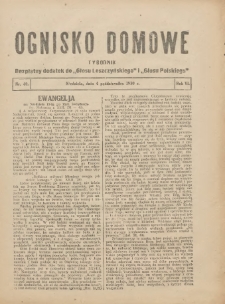Ognisko Domowe: bezpłatny dodatek do "Głosu Leszczyńskiego" i &bdquo;Głosu Polskiego&rdquo; 1930.10.04 R.6 Nr40