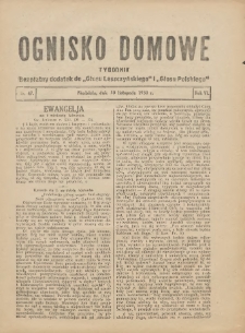 Ognisko Domowe: bezpłatny dodatek do "Głosu Leszczyńskiego" i &bdquo;Głosu Polskiego&rdquo; 1930.11.30 R.6 Nr47