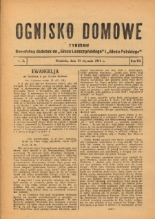Ognisko Domowe: bezpłatny dodatek do "Głosu Leszczyńskiego" i &bdquo;Głosu Polskiego&rdquo; 1931.01.11 R.7 Nr2