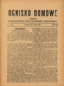 Ognisko Domowe: bezpłatny dodatek do "Głosu Leszczyńskiego" i &bdquo;Głosu Polskiego&rdquo; 1931.02.01 R.7 Nr5