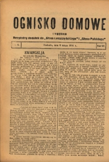 Ognisko Domowe: bezpłatny dodatek do "Głosu Leszczyńskiego" i &bdquo;Głosu Polskiego&rdquo; 1931.02.08 R.7 Nr6
