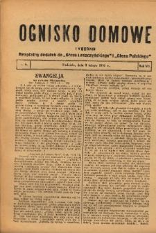 Ognisko Domowe: bezpłatny dodatek do "Głosu Leszczyńskiego" i „Głosu Polskiego” 1931.02.08 R.7 Nr6