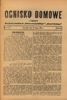 Ognisko Domowe: bezpłatny dodatek do "Głosu Leszczyńskiego" i &bdquo;Głosu Polskiego&rdquo; 1931.02.15 R.7 Nr7