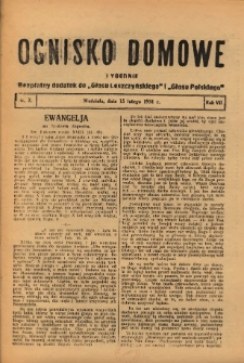 Ognisko Domowe: bezpłatny dodatek do "Głosu Leszczyńskiego" i „Głosu Polskiego” 1931.02.15 R.7 Nr7