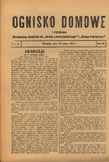 Ognisko Domowe: bezpłatny dodatek do "Głosu Leszczyńskiego" i „Głosu Polskiego” 1931.02.22 R.7 Nr8