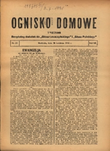 Ognisko Domowe: bezpłatny dodatek do "Głosu Leszczyńskiego" i &bdquo;Głosu Polskiego&rdquo; 1931.04.26 R.7 Nr17