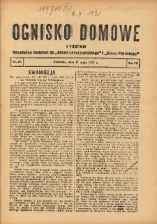 Ognisko Domowe: bezpłatny dodatek do "Głosu Leszczyńskiego" i &bdquo;Głosu Polskiego&rdquo; 1931.05.17 R.7 Nr20