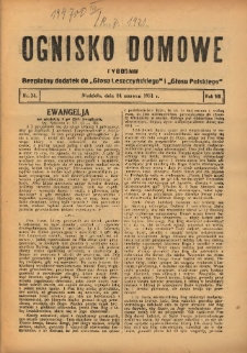 Ognisko Domowe: bezpłatny dodatek do "Głosu Leszczyńskiego" i „Głosu Polskiego” 1931.06.14 R.7 Nr24