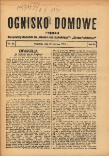 Ognisko Domowe: bezpłatny dodatek do "Głosu Leszczyńskiego" i &bdquo;Głosu Polskiego&rdquo; 1931.06.21 R.7 Nr25