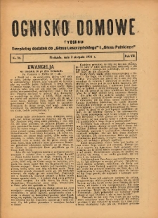 Ognisko Domowe: bezpłatny dodatek do "Głosu Leszczyńskiego" i &bdquo;Głosu Polskiego&rdquo; 1931.08.02 R.7 Nr31