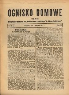 Ognisko Domowe: bezpłatny dodatek do "Głosu Leszczyńskiego" i „Głosu Polskiego” 1931.08.09 R.7 Nr32