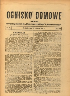 Ognisko Domowe: bezpłatny dodatek do "Głosu Leszczyńskiego" i &bdquo;Głosu Polskiego&rdquo; 1931.09.27 R.7 Nr39