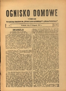 Ognisko Domowe: bezpłatny dodatek do "Głosu Leszczyńskiego" i „Głosu Polskiego” 1931.11.15 R.7 Nr46