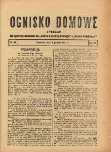 Ognisko Domowe: bezpłatny dodatek do "Głosu Leszczyńskiego" i „Głosu Polskiego” 1931.12.06 R.7 Nr49