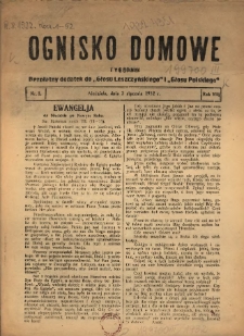 Ognisko Domowe: bezpłatny dodatek do "Głosu Leszczyńskiego" i &bdquo;Głosu Polskiego&rdquo; 1932.01.03 R.8 Nr1