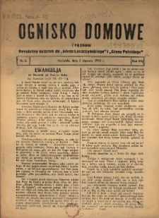 Ognisko Domowe: bezpłatny dodatek do "Głosu Leszczyńskiego" i „Głosu Polskiego” 1932.01.03 R.8 Nr1