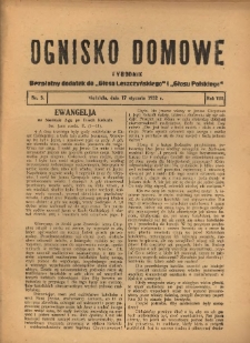 Ognisko Domowe: bezpłatny dodatek do "Głosu Leszczyńskiego" i „Głosu Polskiego” 1932.01.17 R.8 Nr3