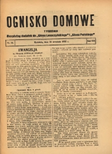 Ognisko Domowe: bezpłatny dodatek do "Głosu Leszczyńskiego" i &bdquo;Głosu Polskiego&rdquo; 1932.09.18 R.8 Nr38
