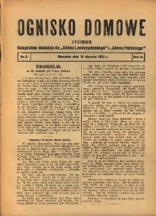 Ognisko Domowe: bezpłatny dodatek do "Głosu Leszczyńskiego" i &bdquo;Głosu Polskiego&rdquo; 1933.01.15 R.9 Nr3