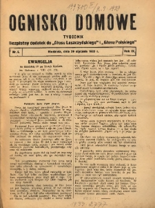 Ognisko Domowe: bezpłatny dodatek do "Głosu Leszczyńskiego" i „Głosu Polskiego” 1933.01.29 R.9 Nr5