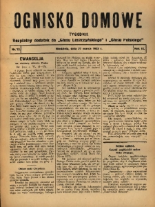 Ognisko Domowe: bezpłatny dodatek do "Głosu Leszczyńskiego" i &bdquo;Głosu Polskiego&rdquo; 1933.03.27 R.9 Nr13