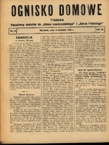 Ognisko Domowe: bezpłatny dodatek do "Głosu Leszczyńskiego" i „Głosu Polskiego” 1933.04.09 R.9 Nr15