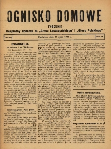 Ognisko Domowe: bezpłatny dodatek do "Głosu Leszczyńskiego" i „Głosu Polskiego” 1933.05.21 R.9 Nr21