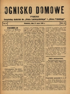 Ognisko Domowe: bezpłatny dodatek do "Głosu Leszczyńskiego" i &bdquo;Głosu Polskiego&rdquo; 1933.05.21 R.9 Nr21