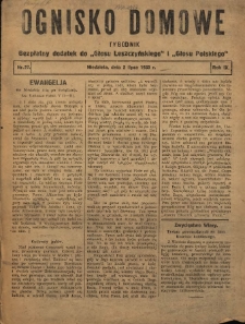 Ognisko Domowe: bezpłatny dodatek do "Głosu Leszczyńskiego" i &bdquo;Głosu Polskiego&rdquo; 1933.07.02 R.9 Nr27