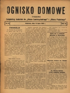 Ognisko Domowe: bezpłatny dodatek do "Głosu Leszczyńskiego" i &bdquo;Głosu Polskiego&rdquo; 1933.07.16 R.9 Nr29